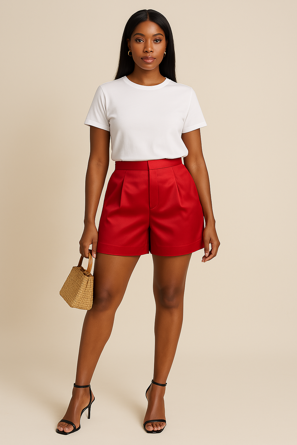 Women's Michella Mikado Satin High Waist Shorts
