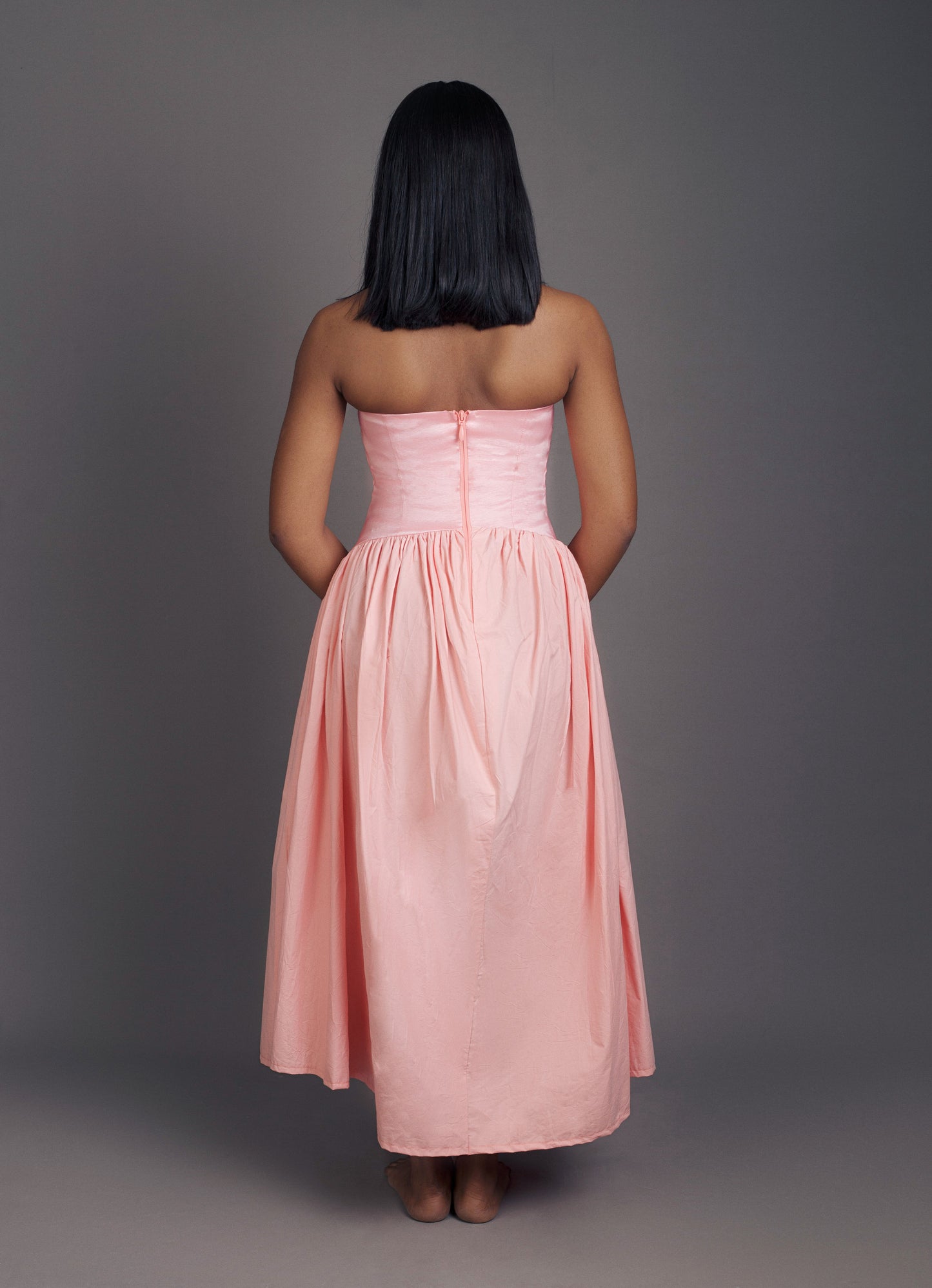 Nicola Strapless Double Boat Waist Maxi Dress