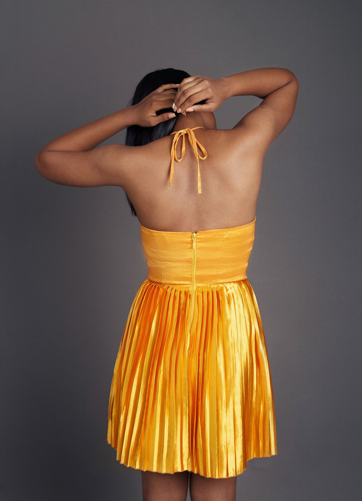 Melissa Halter Neck Sun Ray Mini Dress