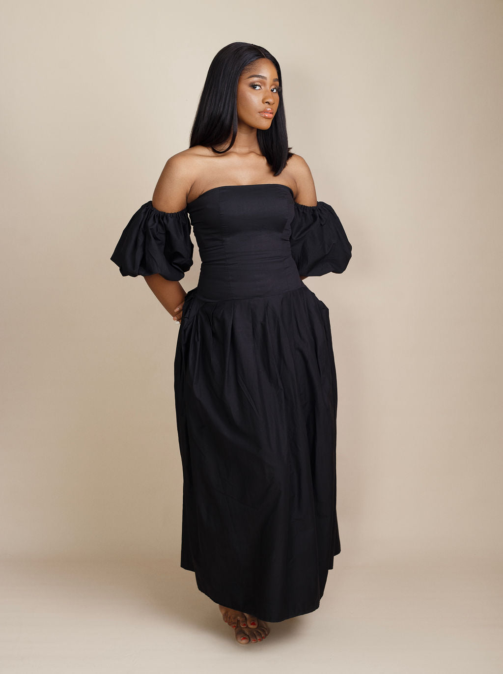 Bella Fall Off Shoulder Maxi Dress