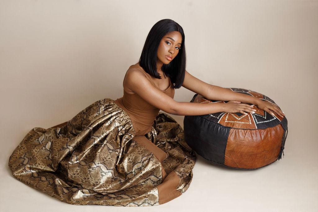 Kenya Khaki Statement Snake Print Maxi Dress