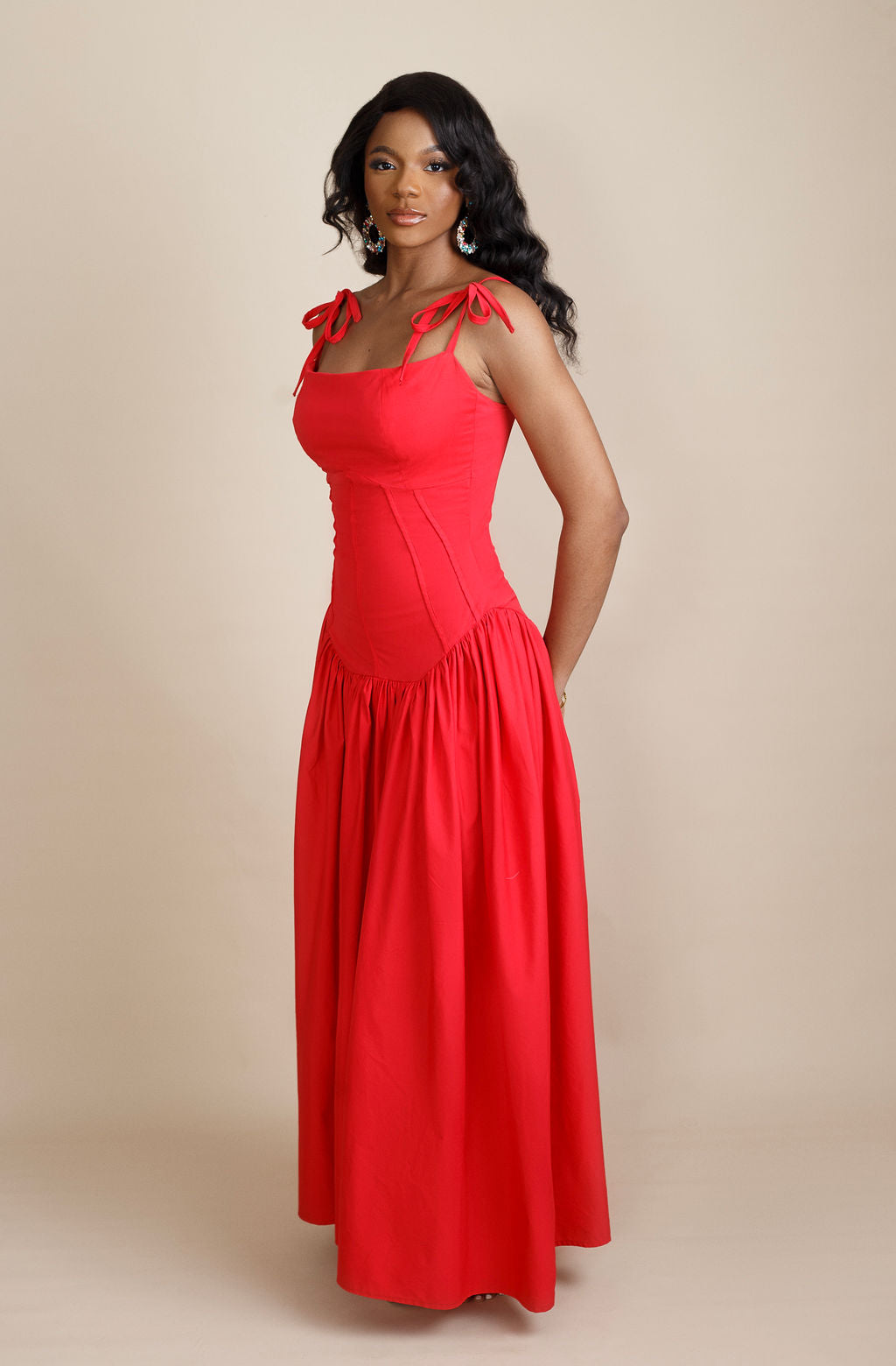Paula Tie Strap Drop Waist Maxi Dress