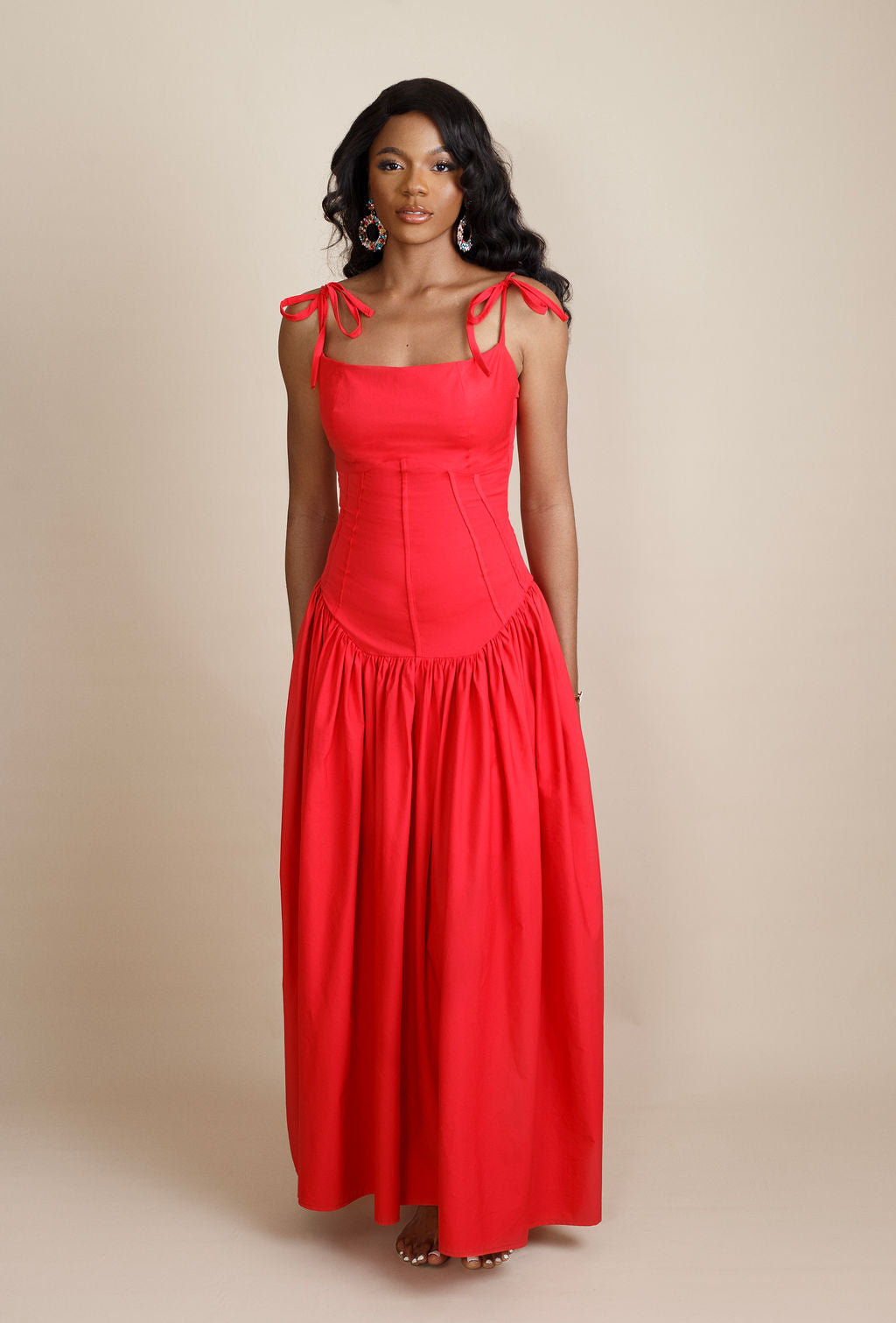 Paula Tie Strap Drop Waist Maxi Dress