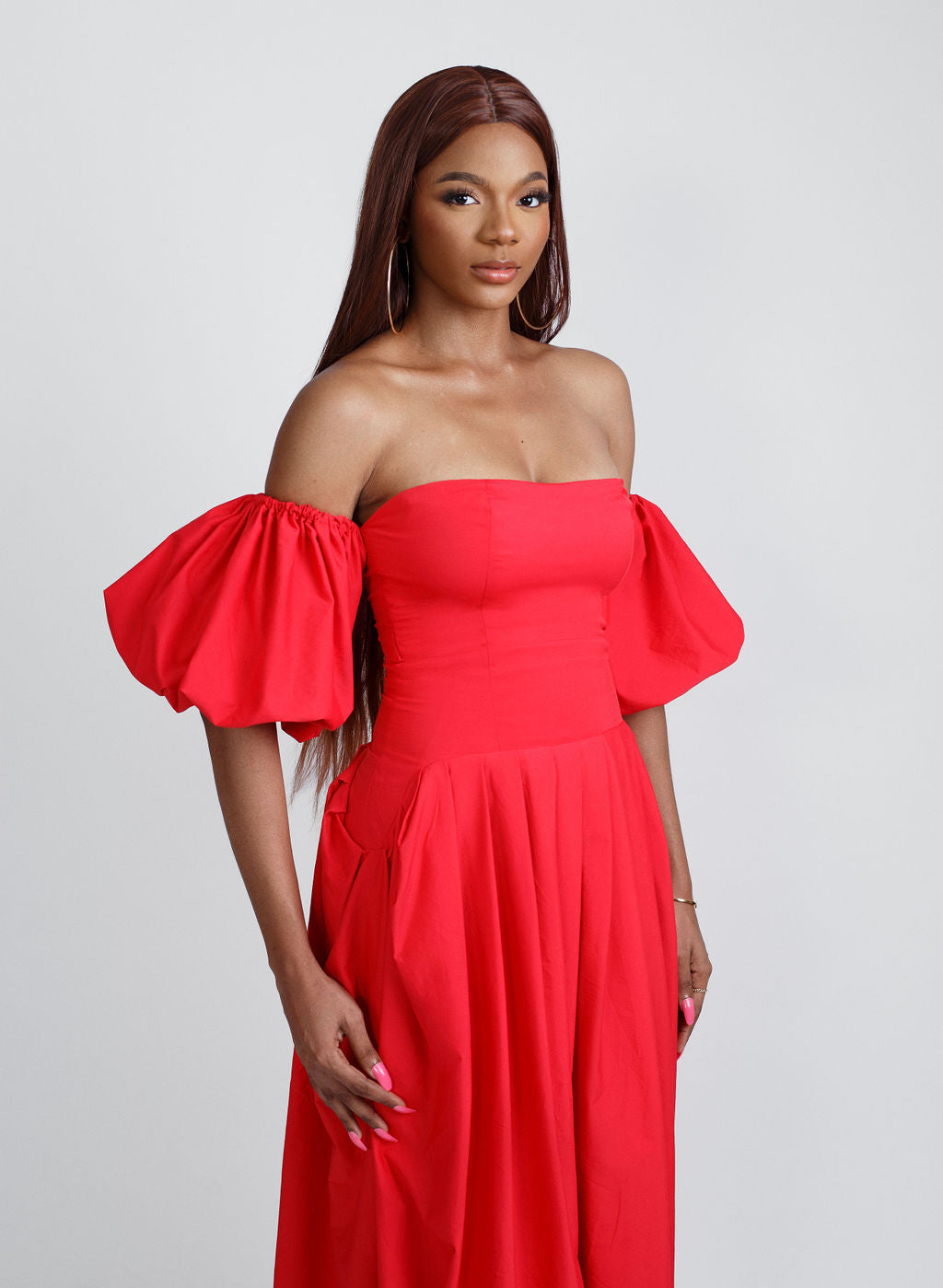 Bella Fall Off Shoulder Maxi Dress