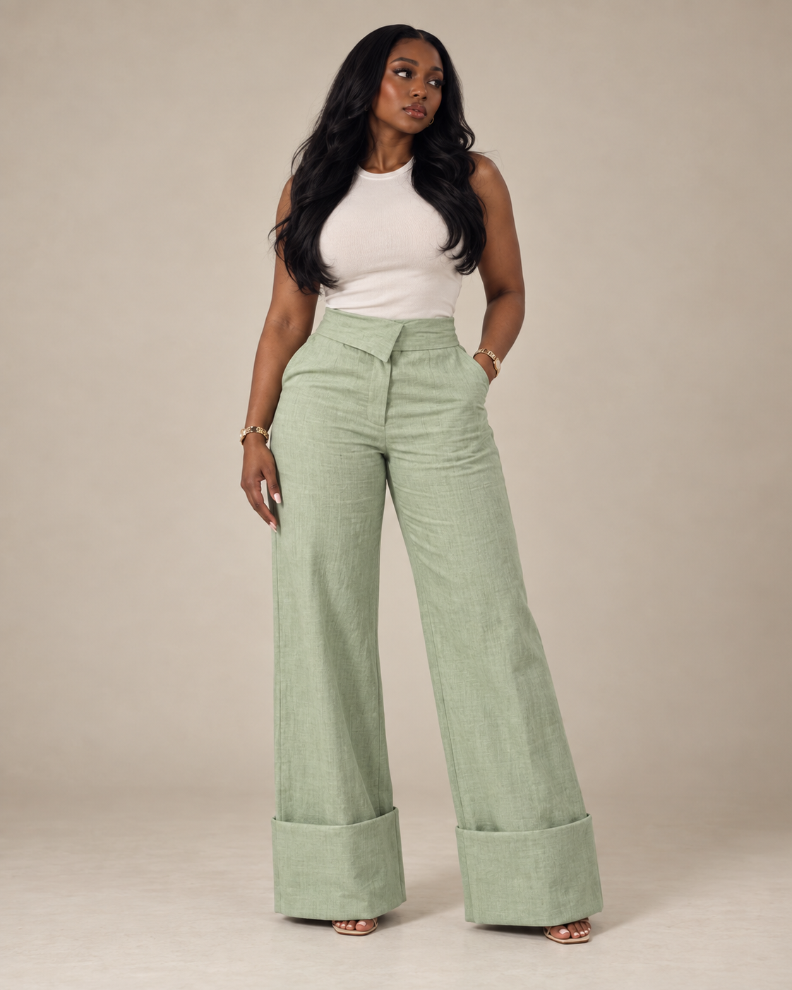Aurelian Linen Cuffed Trousers